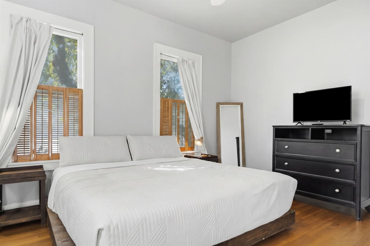 Cozy and comfortable white linens --- ready for your lovely attention