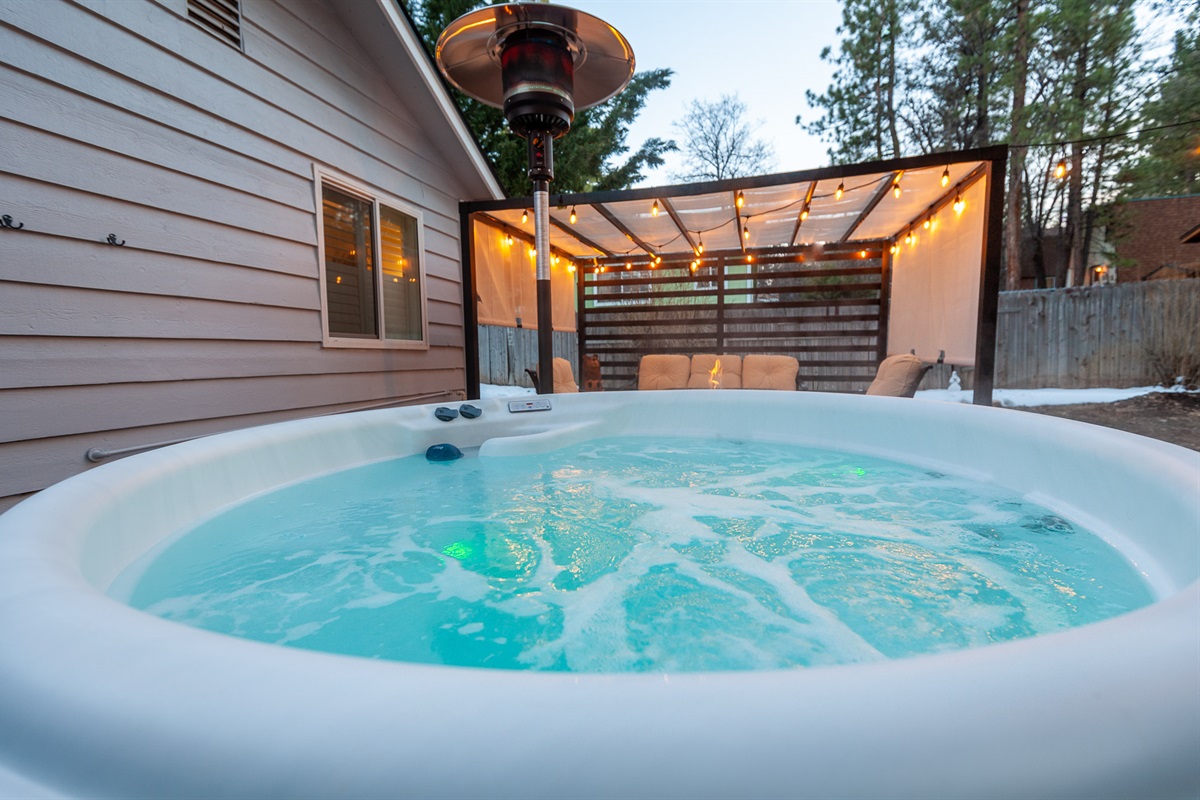 Patio heater next to the hot tub for those cold winter nights