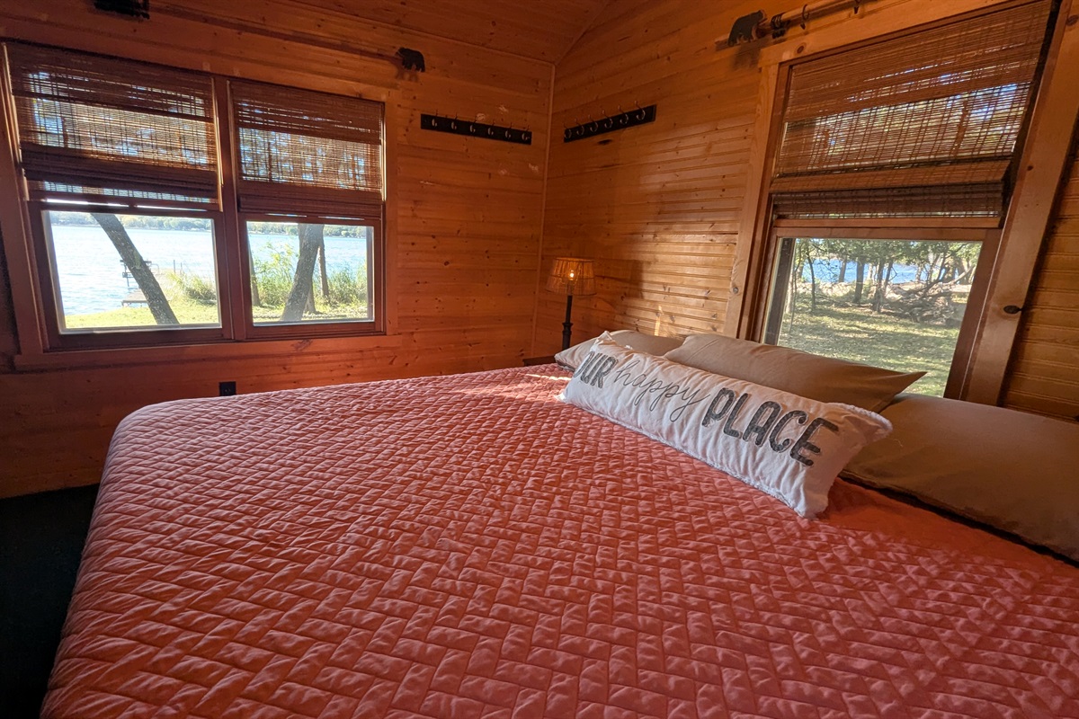 Primary bedroom with lake views