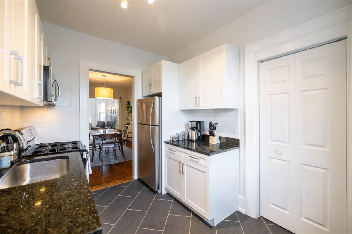 Kitchen with a complete set of cooking equipments