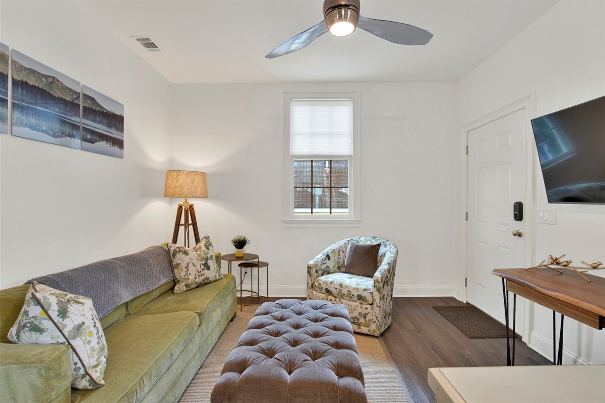 Plush sofa & chair made for lounging after a day out.