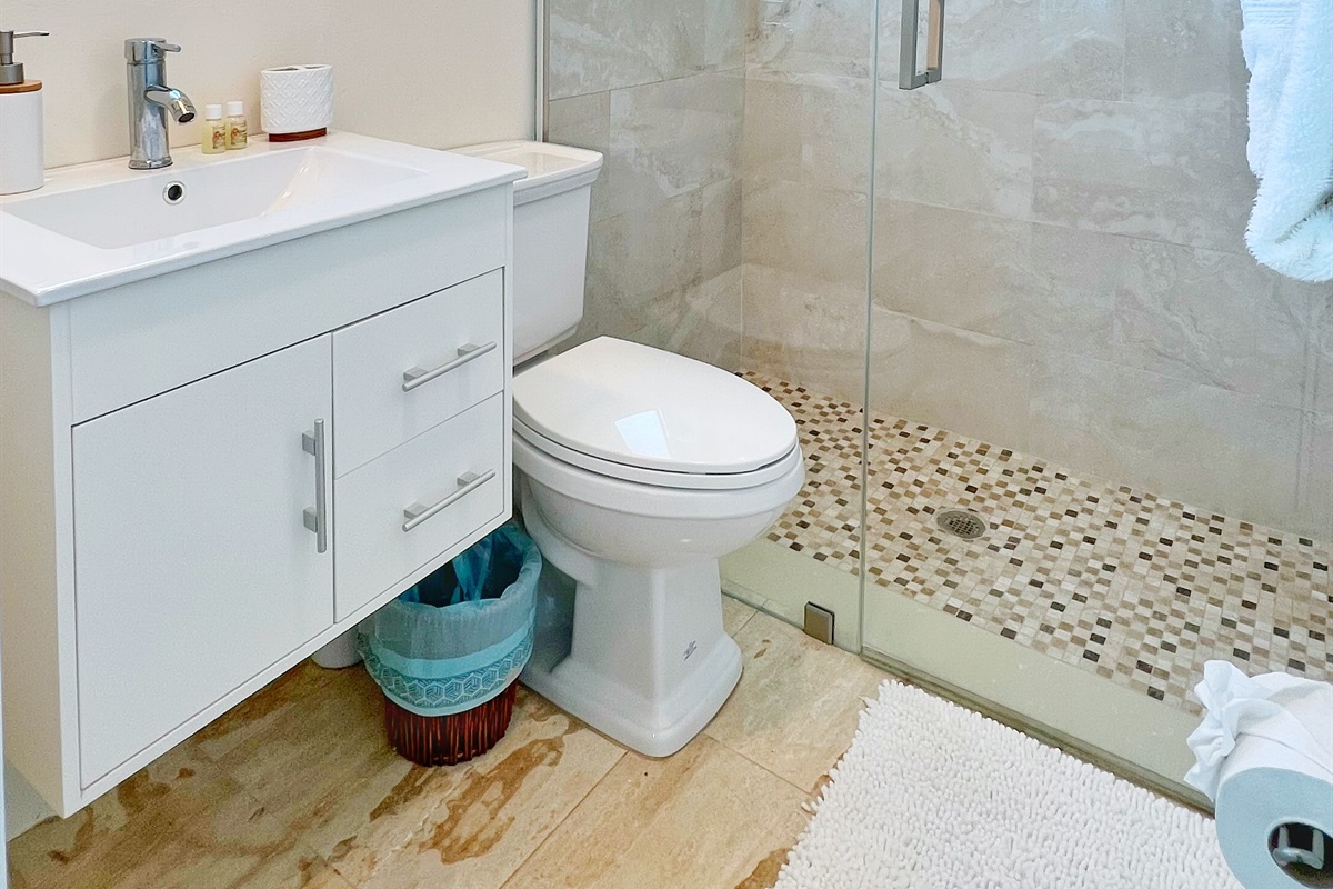 Bathroom has all the essentials for a luxurious stay.