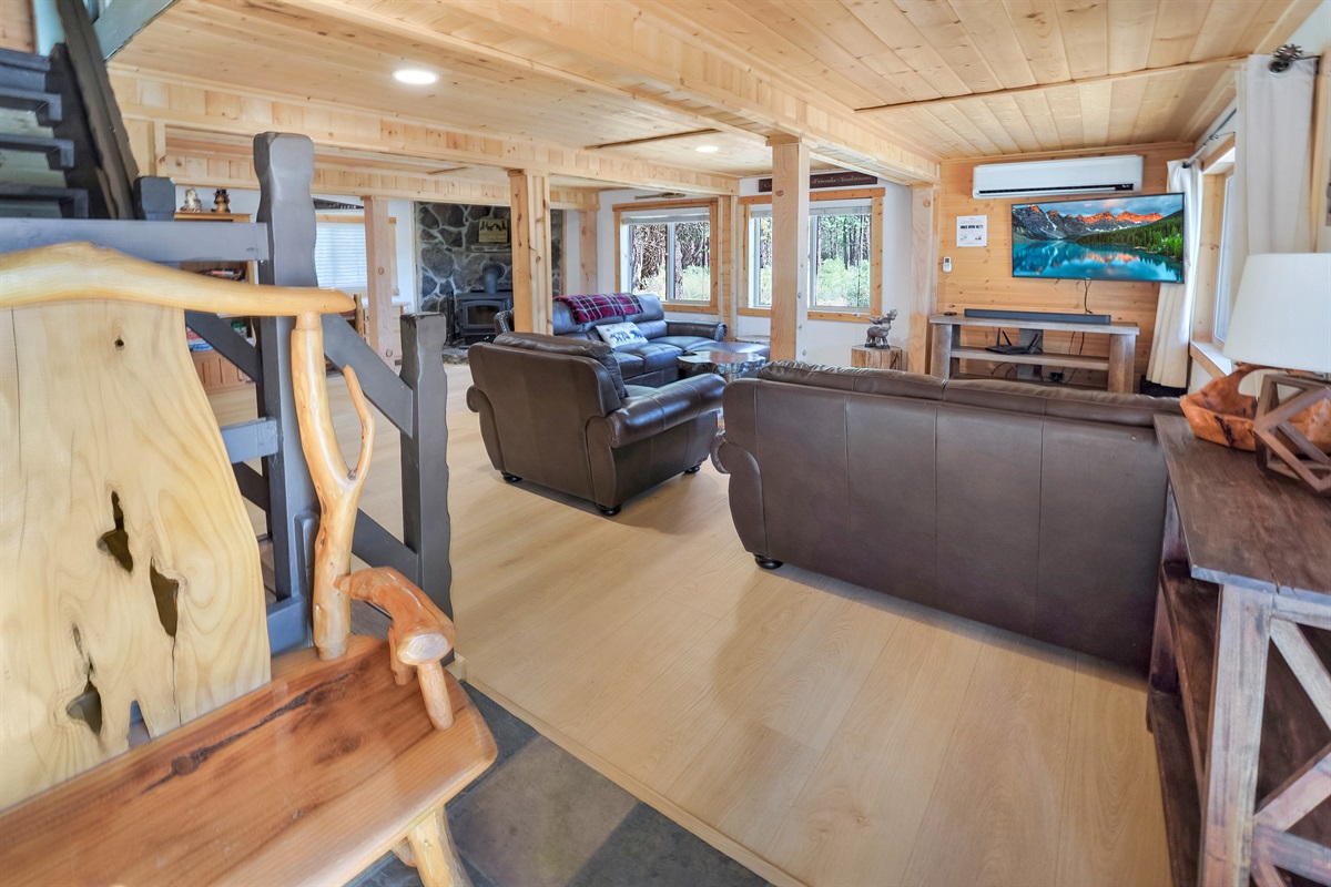 Spacious cabin gathering area designed for relaxing after outdoor adventures