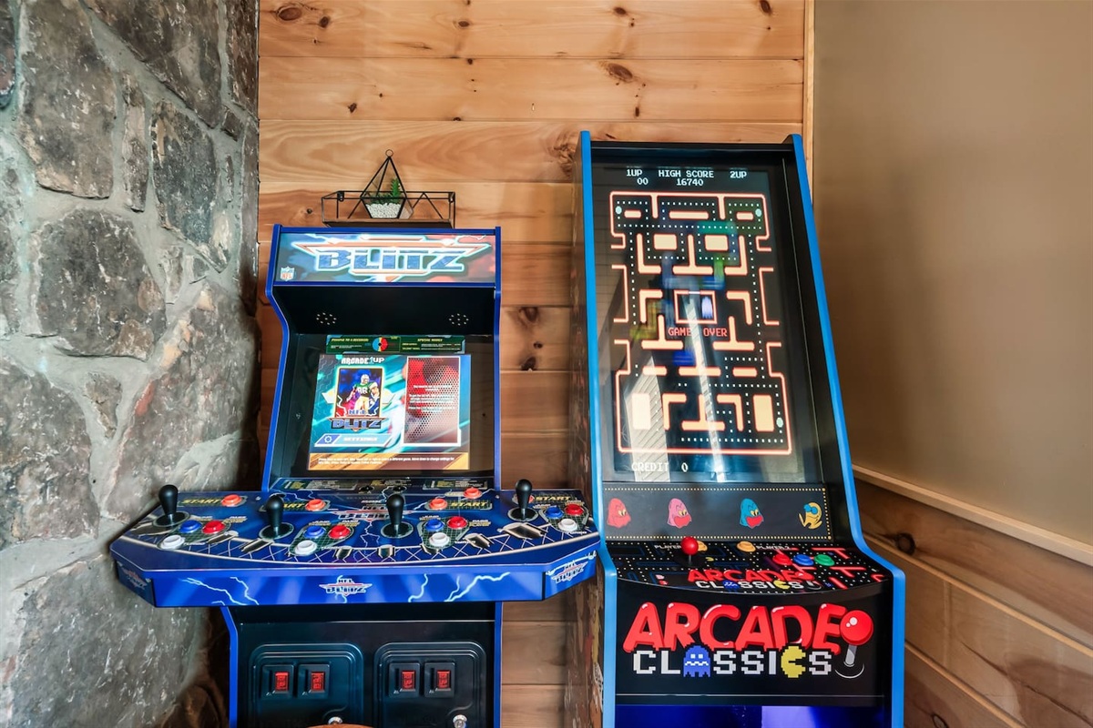 Game on! Enjoy lots of competitive fun with NFL Blitz & a new "multicade" Arcade Classics game system with 50+ games.
