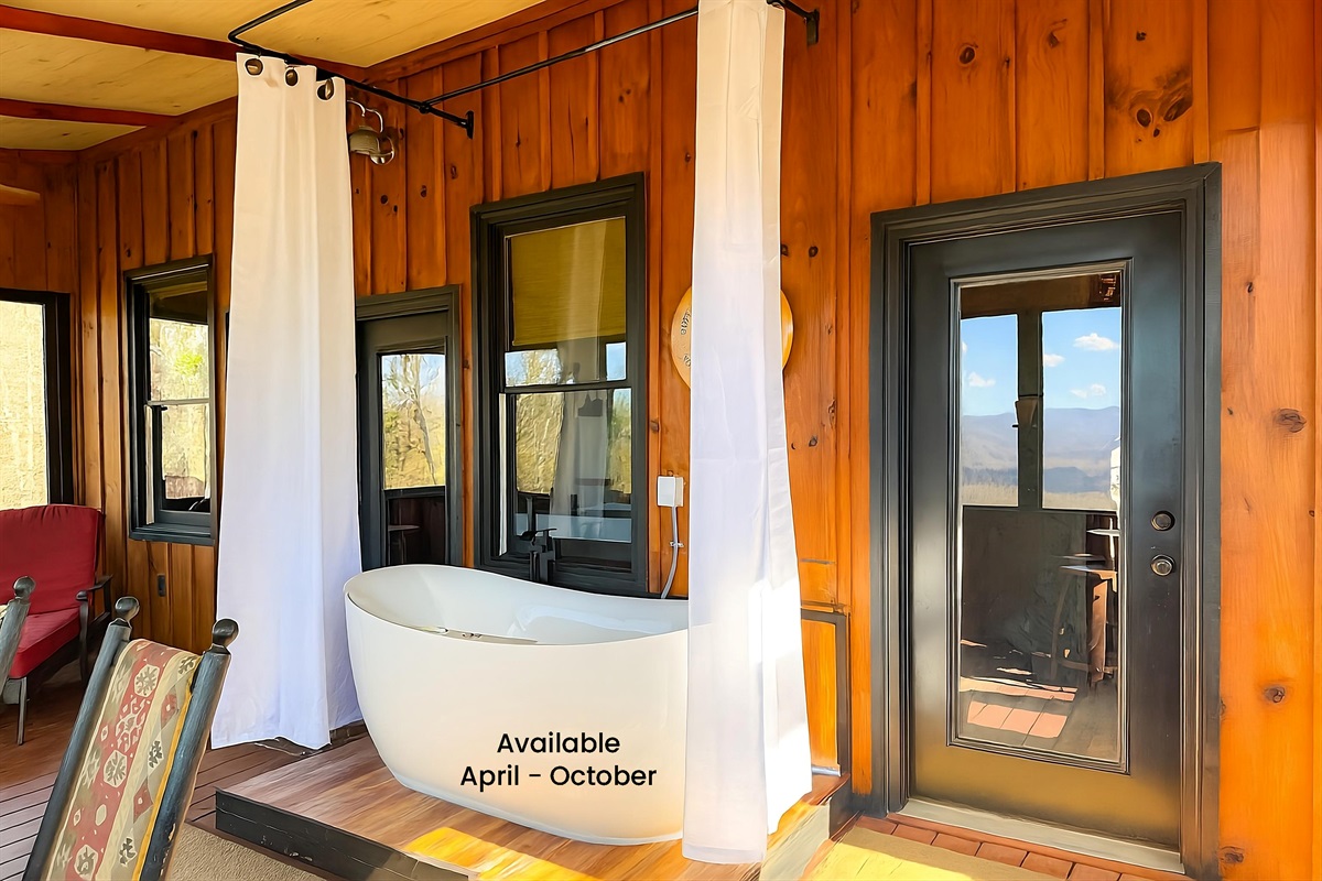 close up of our whirlpool tub. Available roughly April - October