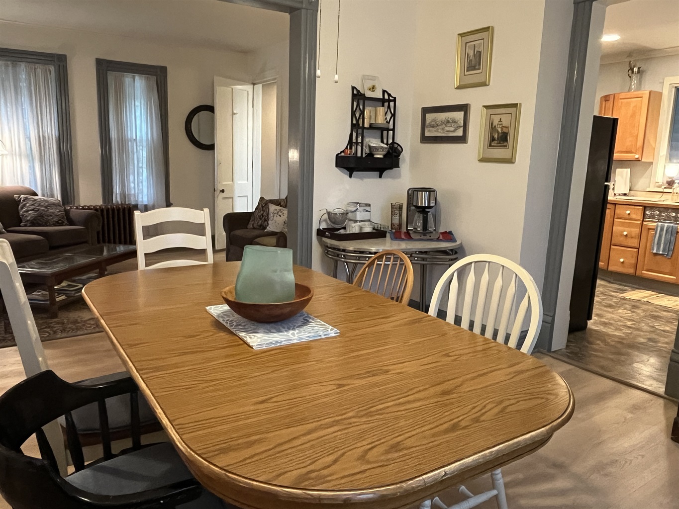 Dining room, sitting room left and kitchen right