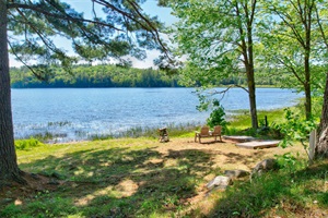 Private waterfront behind the cabin