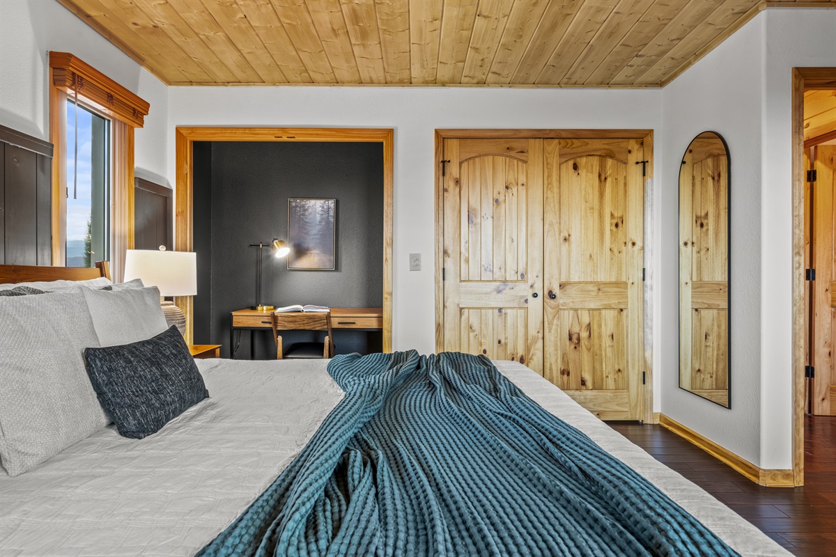 Main floor: Stay productive with a desk in the spacious primary bedroom