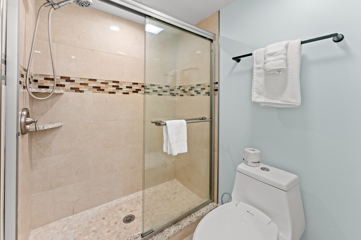 Main Bathroom- glass walk-in shower 