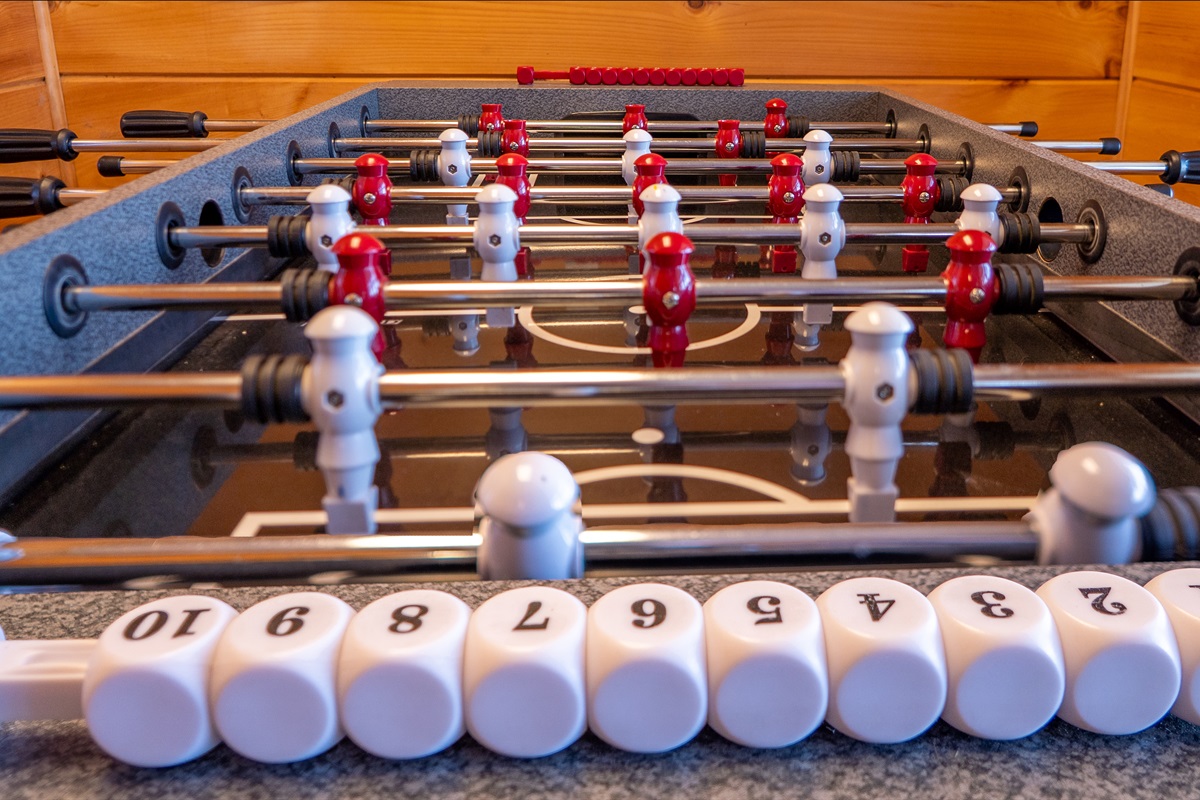 Friendly competition and laughter are sure to fill the air around the foosball table.