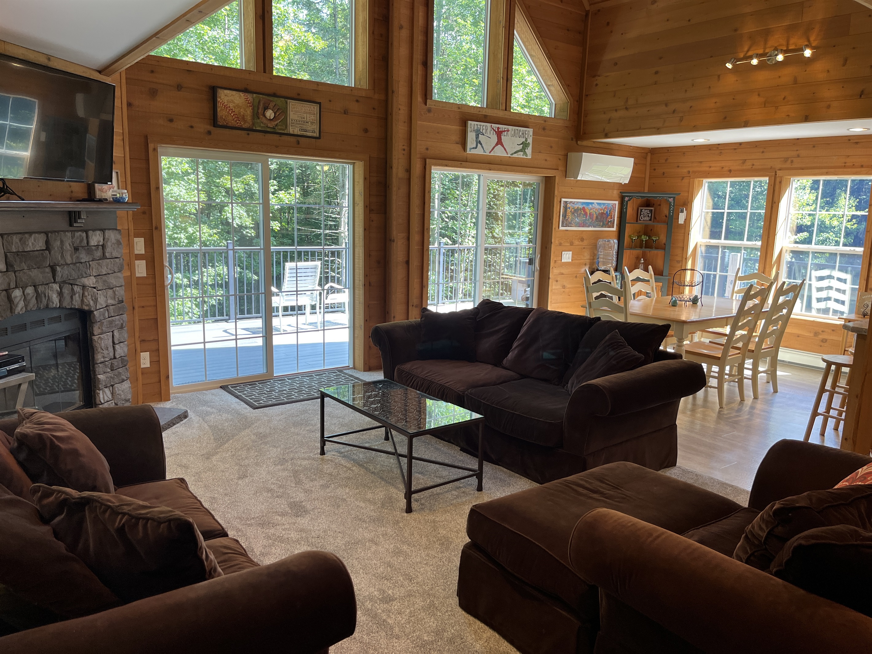Great room with outdoor deck beyond