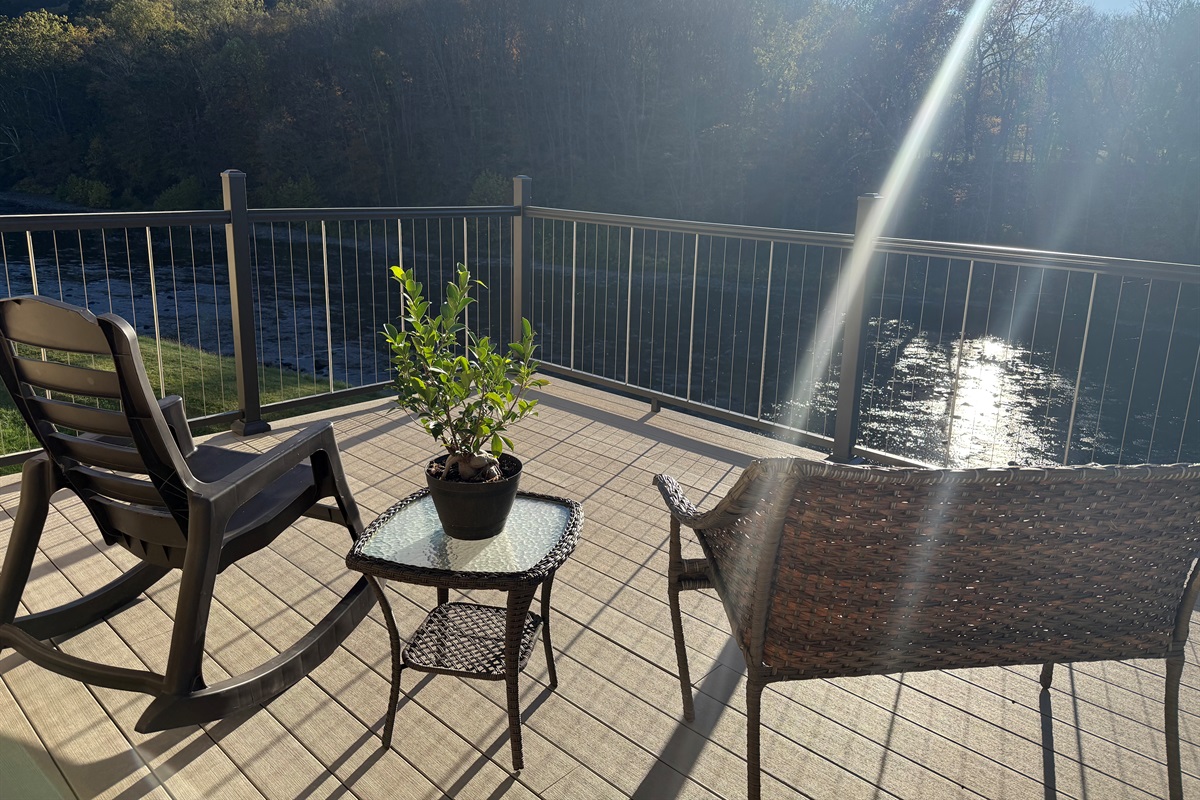 riverside deck in the afternoon sun
