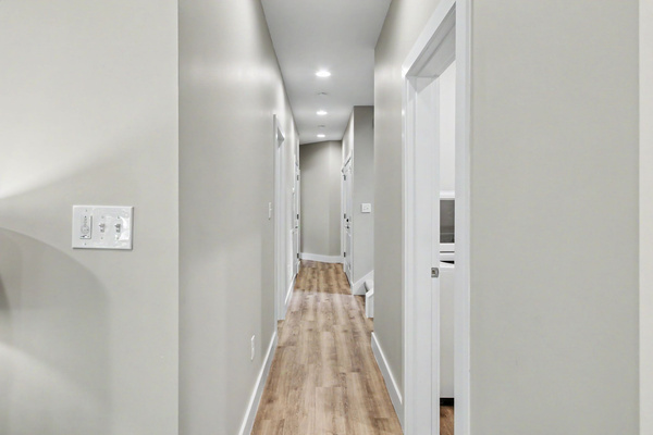 Lower level hallway and bedroom access