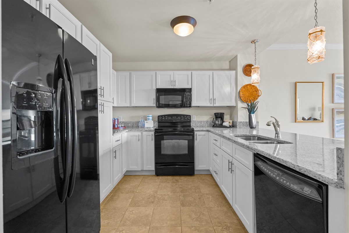 Beautiful kitchen with granite countertops and elegant layout