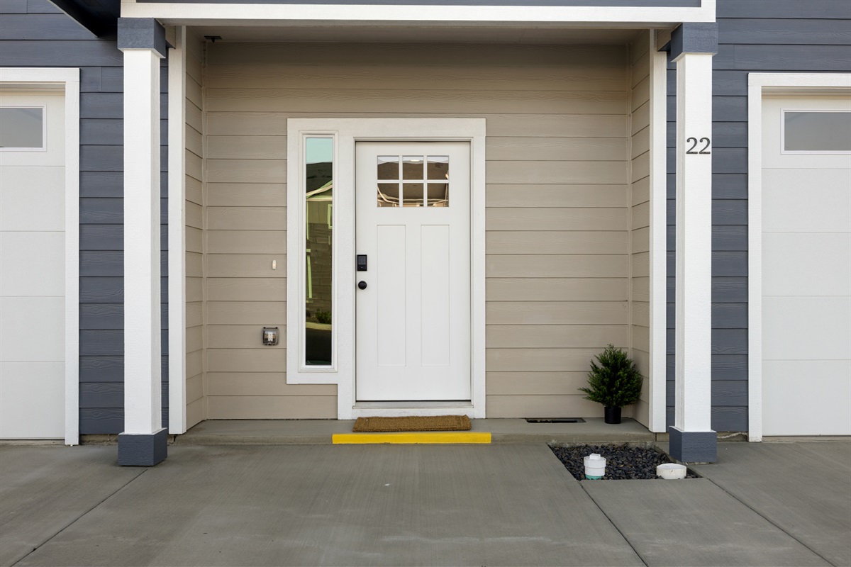 Front Door with Smart Lock Entry for easy 24 hour access