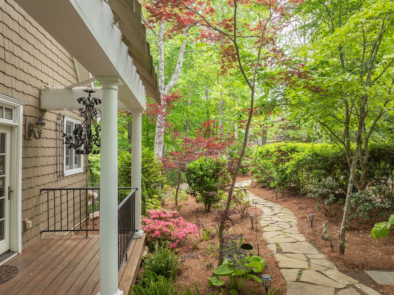 Follow the garden path to your private mountain retreat, where fresh air, quiet mornings, and relaxation await.