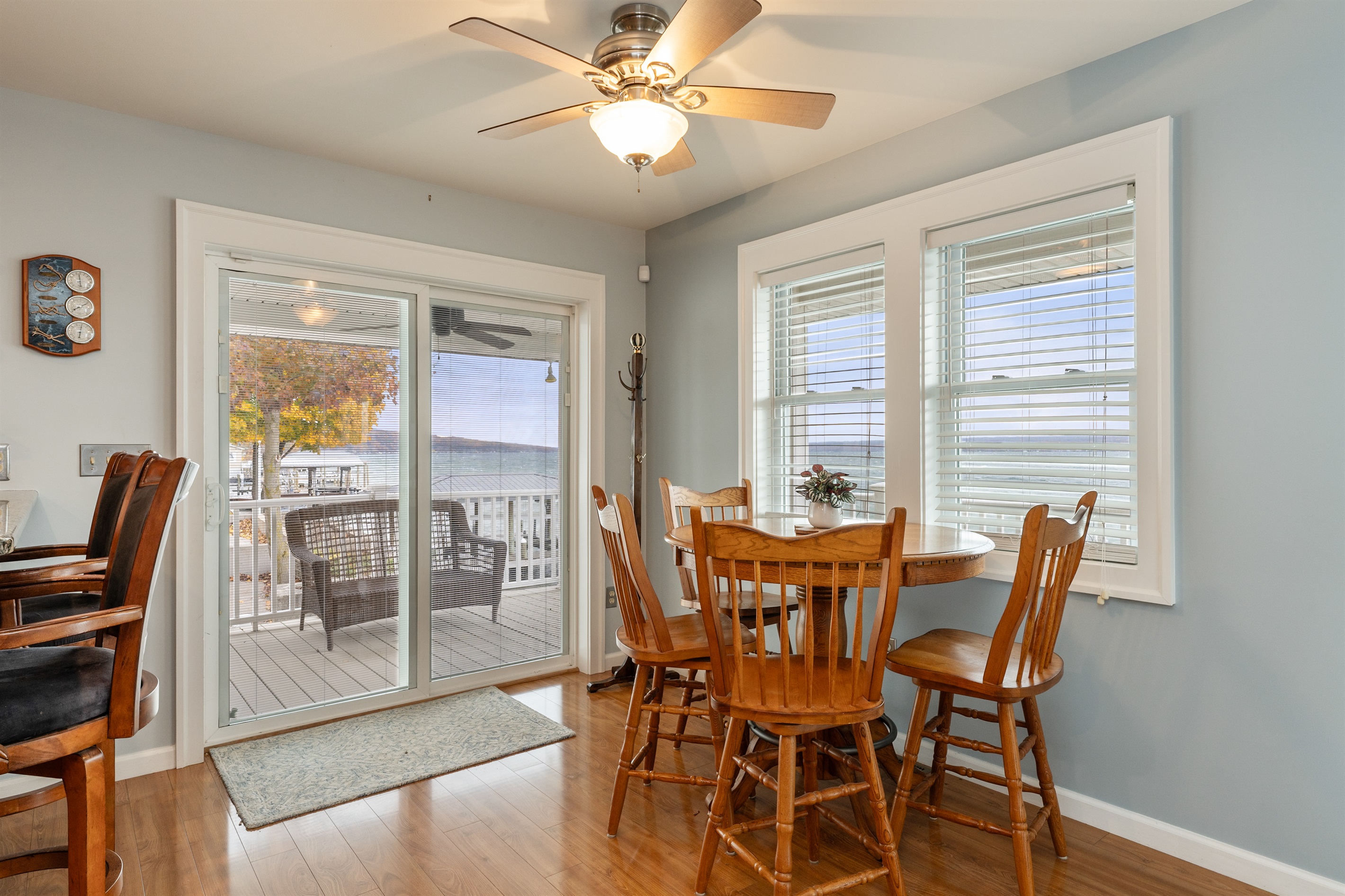 Dining area with beautiful lake views