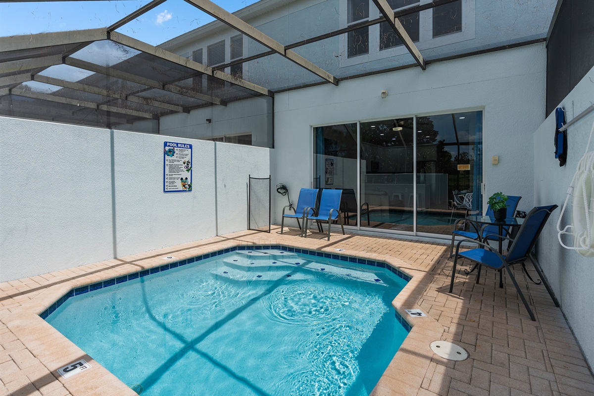 Private screened pool with lanai and no rear neighbors at Belle’s Villa