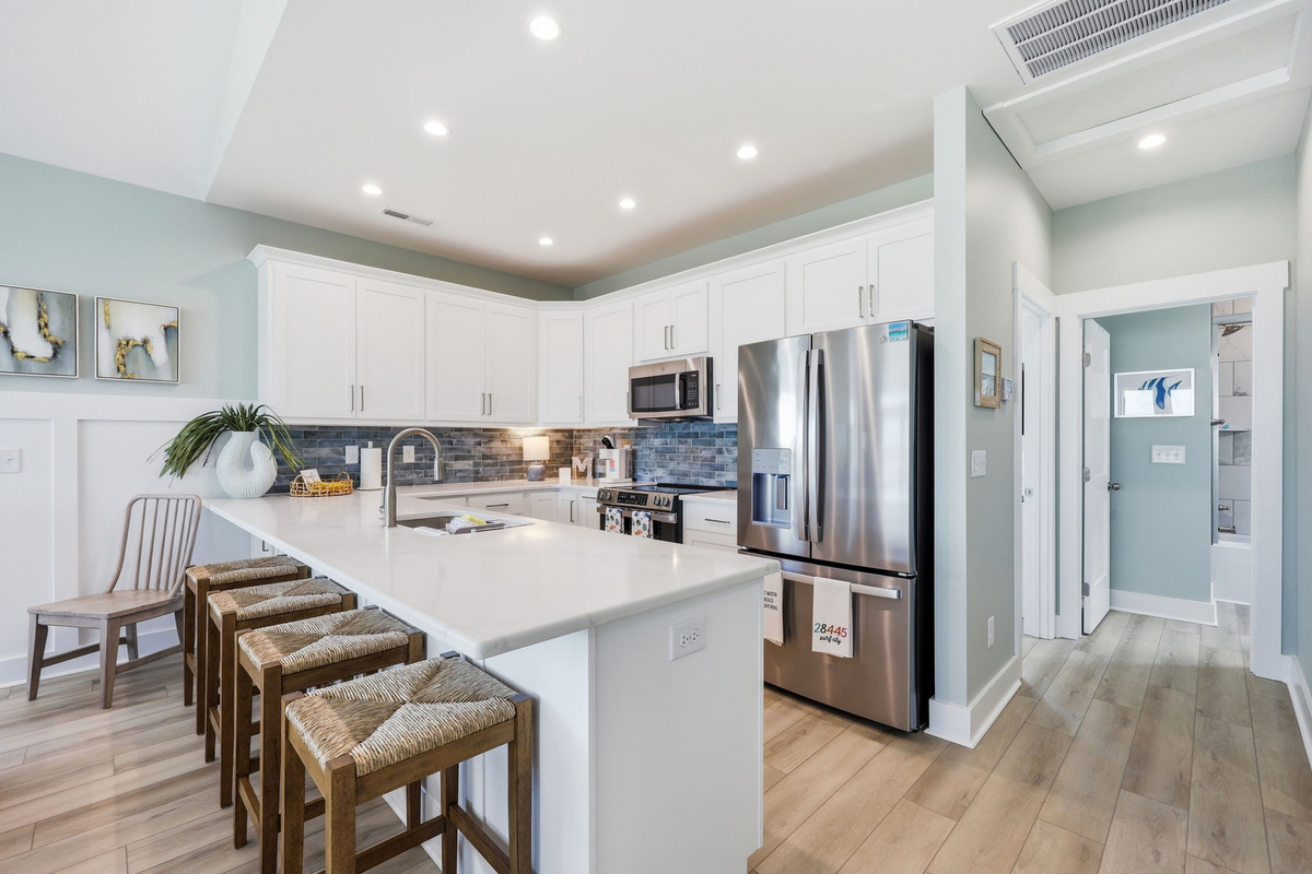 Modern appliances and a fully stocked kitchen make home-cooked meals a breeze
