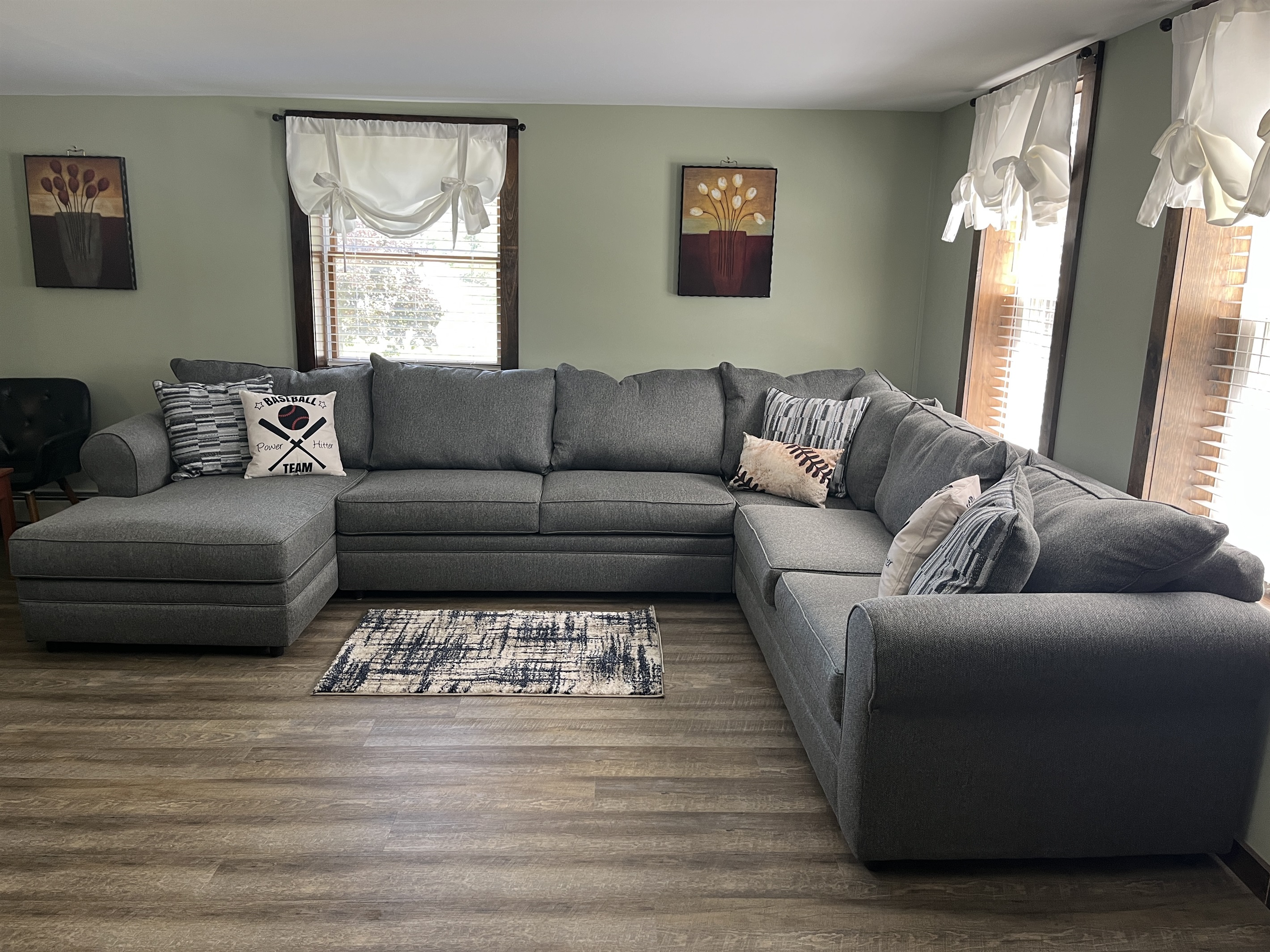 Roudtripper large sectional couch in main living room.