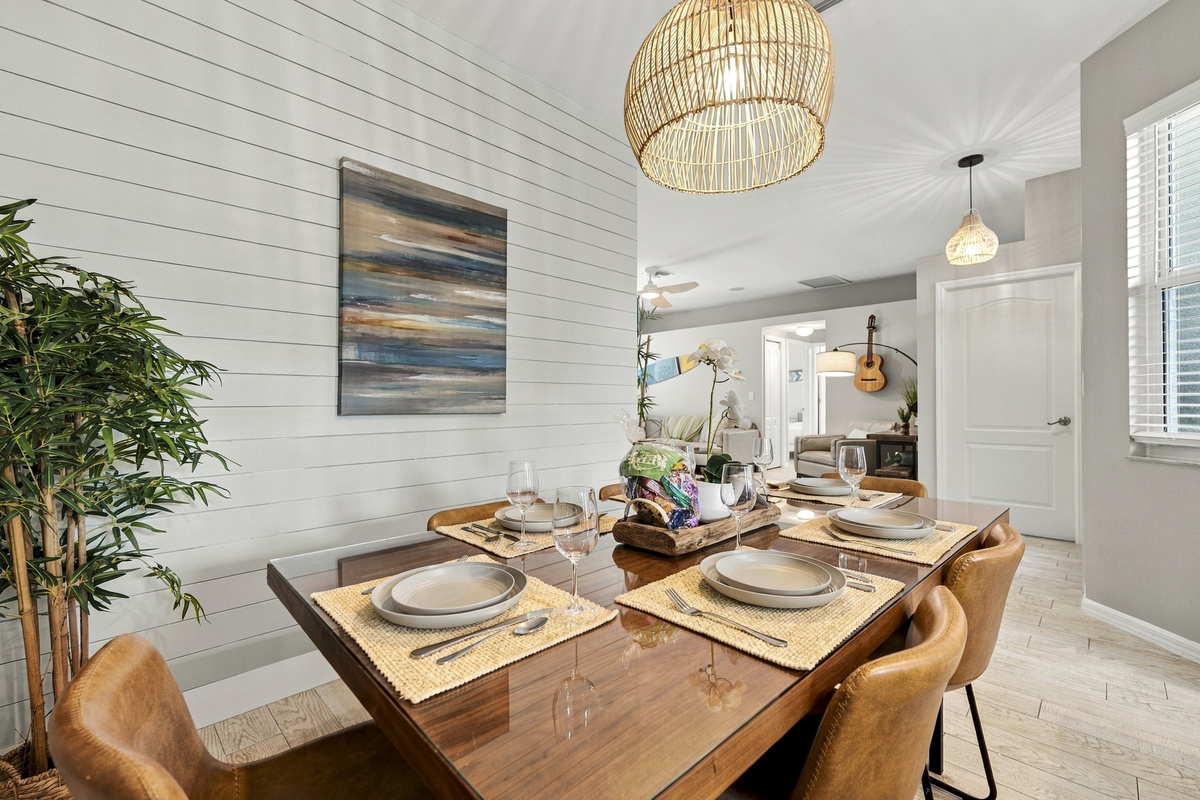 Open layout flows effortlessly from living to dining—great for gathering