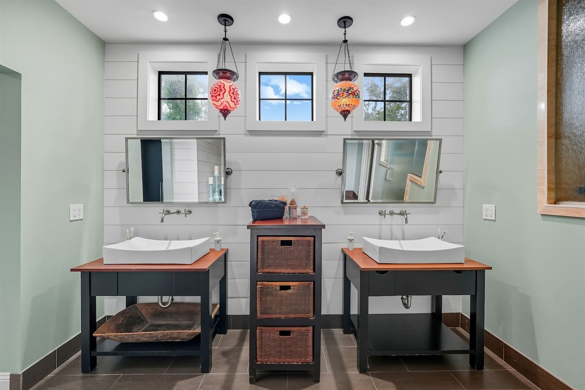 Master bathroom with his and hers sinks
