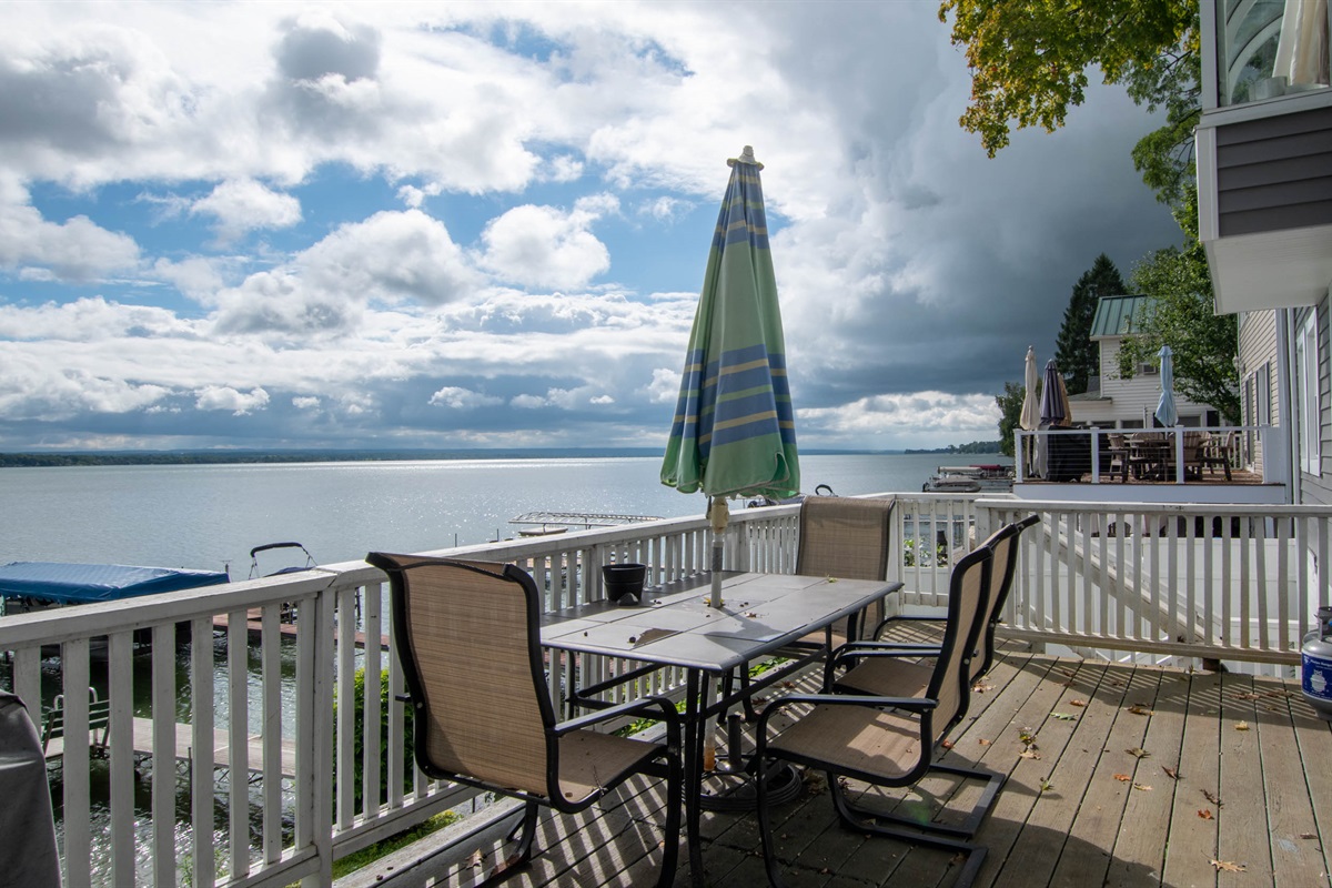 Relax on the deck and take in panoramic lake views under open skies.