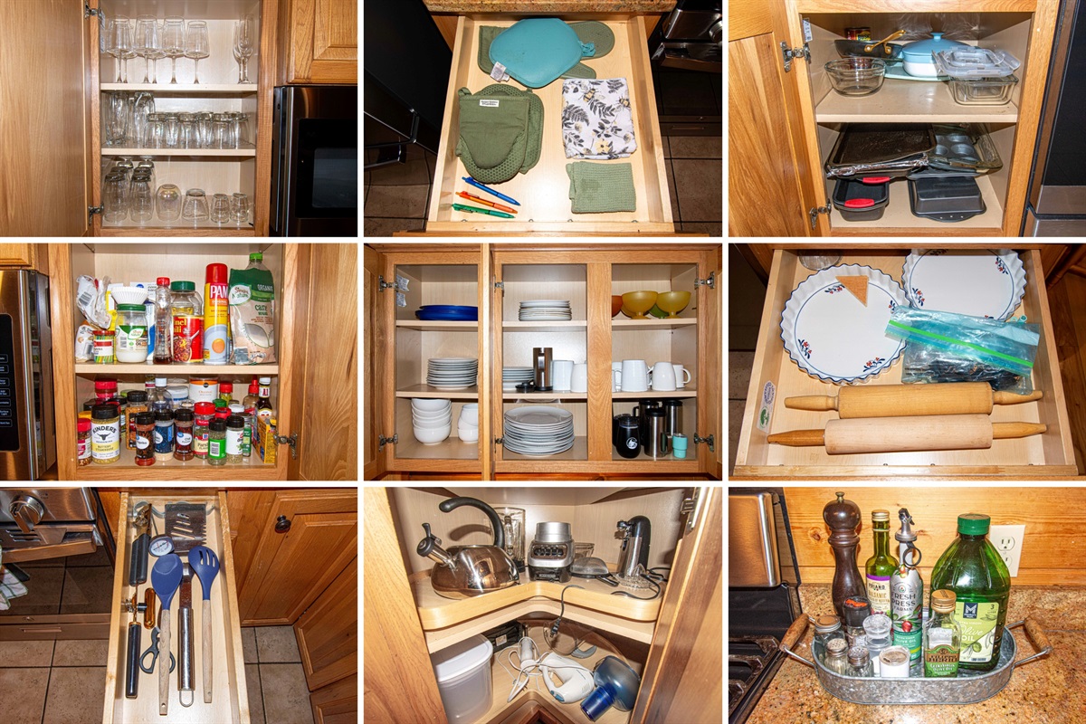 Main Level Kitchen: Culinary delight awaits with fully stocked cabinets and modern appliances!