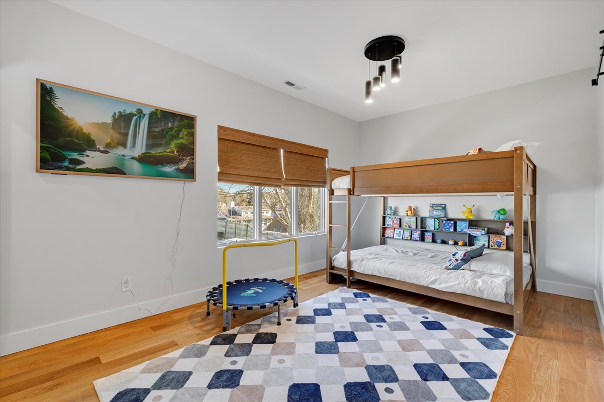 The above shows the location of the TV in this spacious bedroom. 