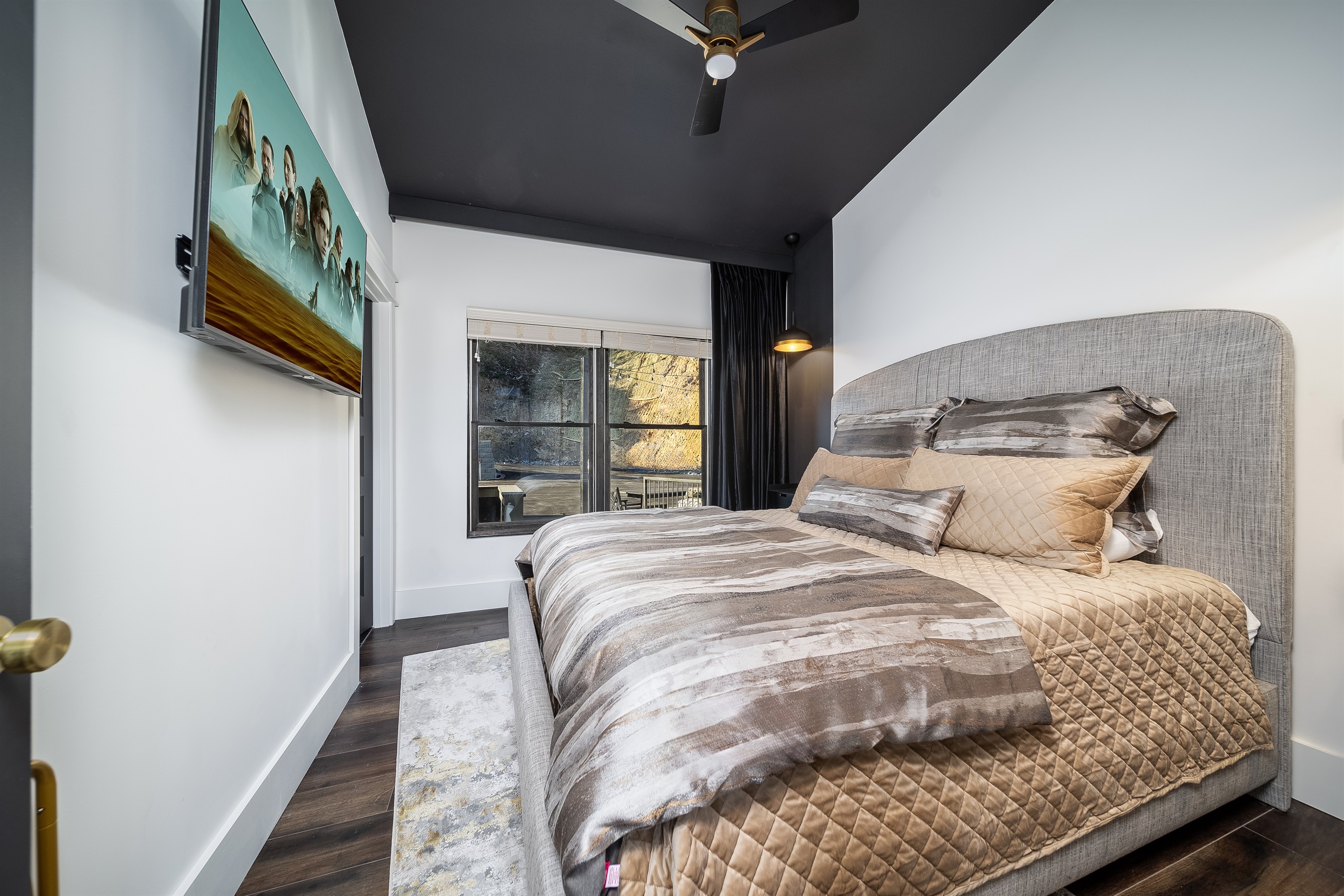 Thoughtfully curated for comfort, our king-size bed offers a spacious escape with a focus on serene elegance.