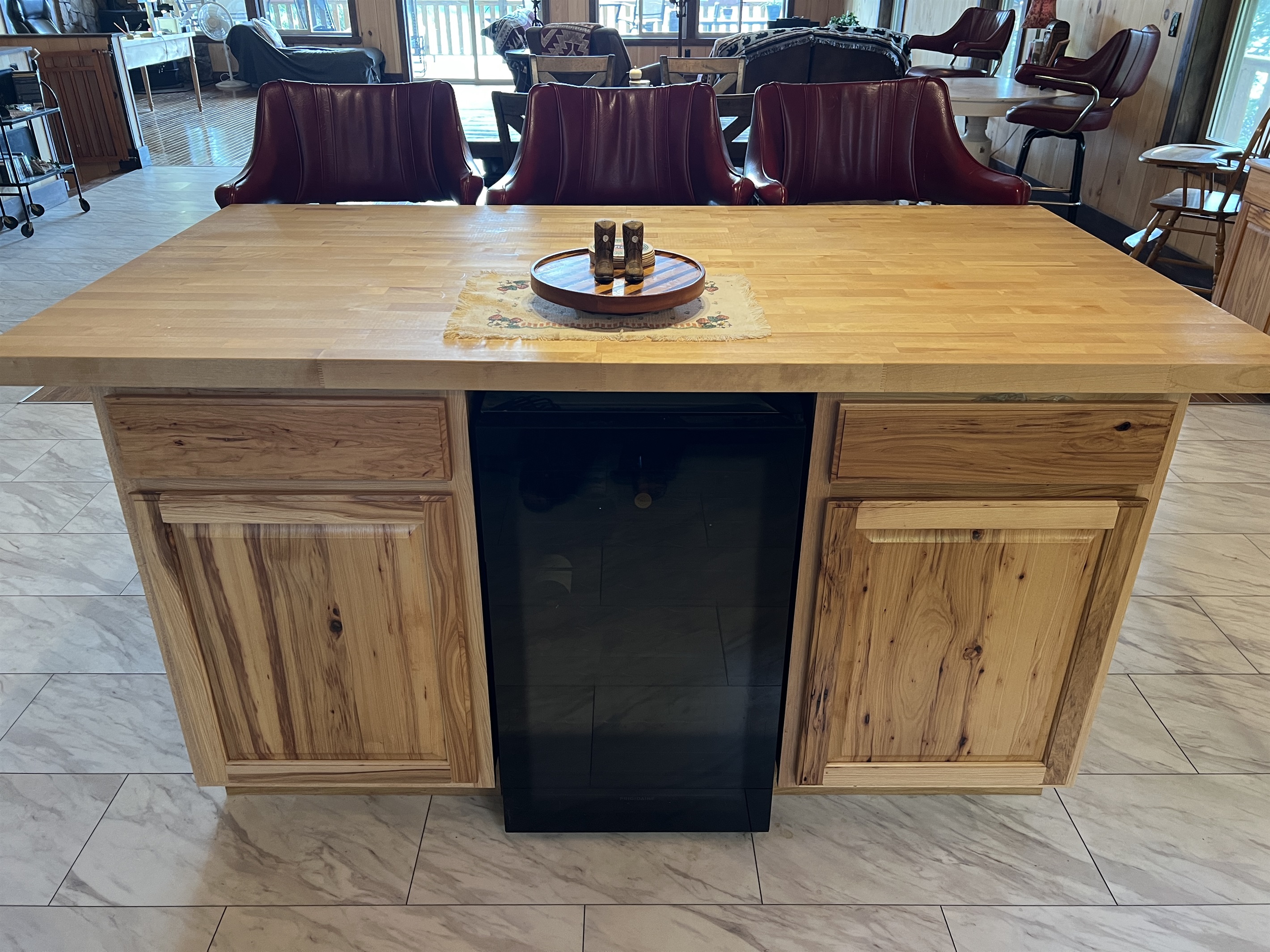 Wine fridge in island!