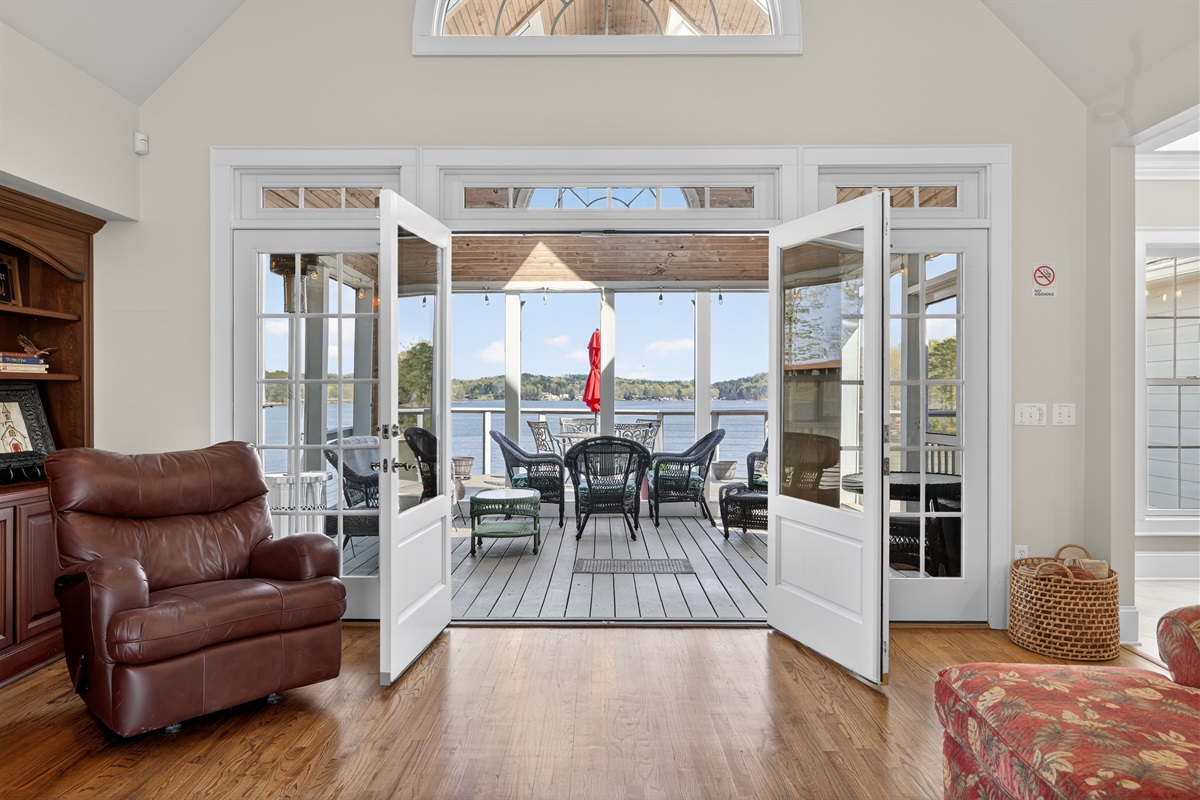 Living room facing Covered deck