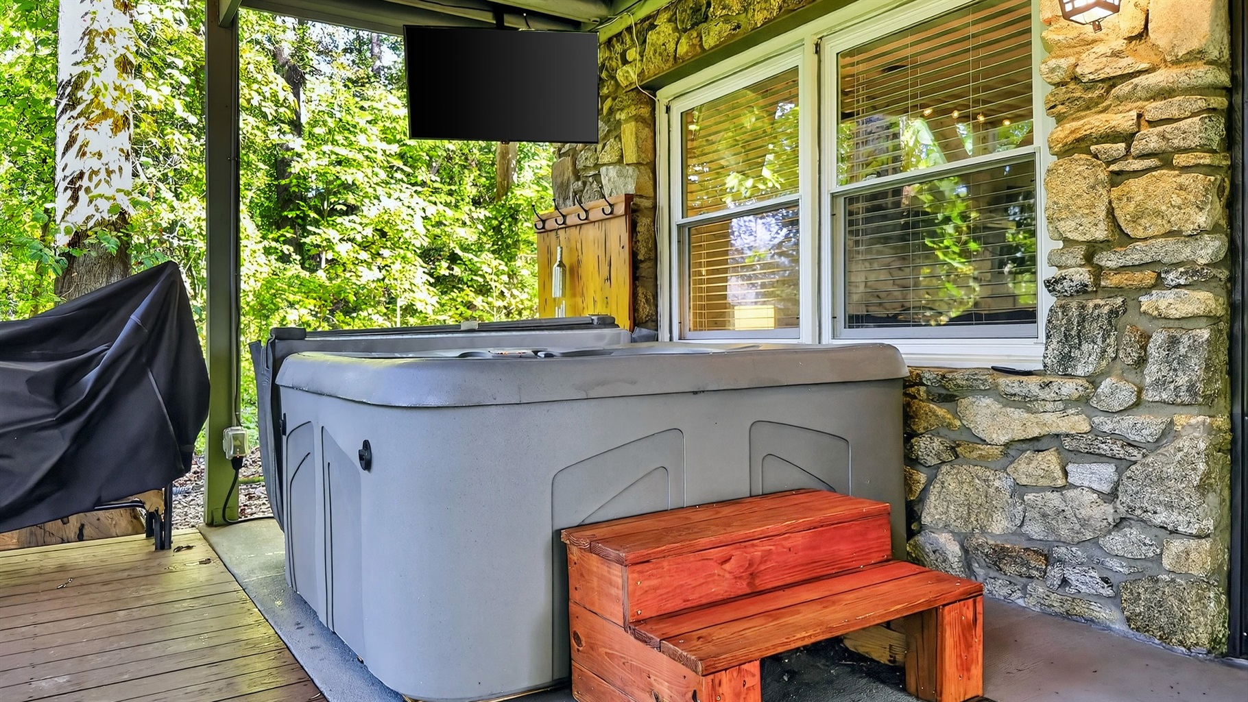 Relax in the hot tub.