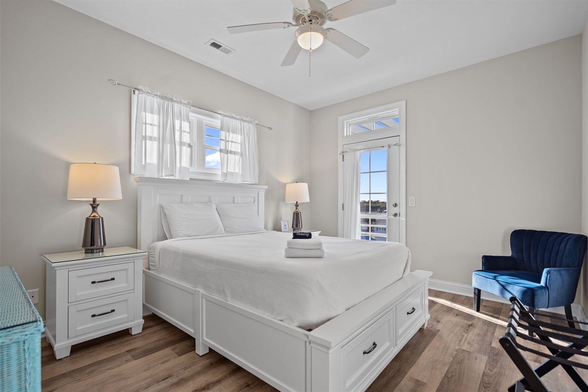 3rd floor queen bedroom #6 with balcony access and intracoastal waterway views