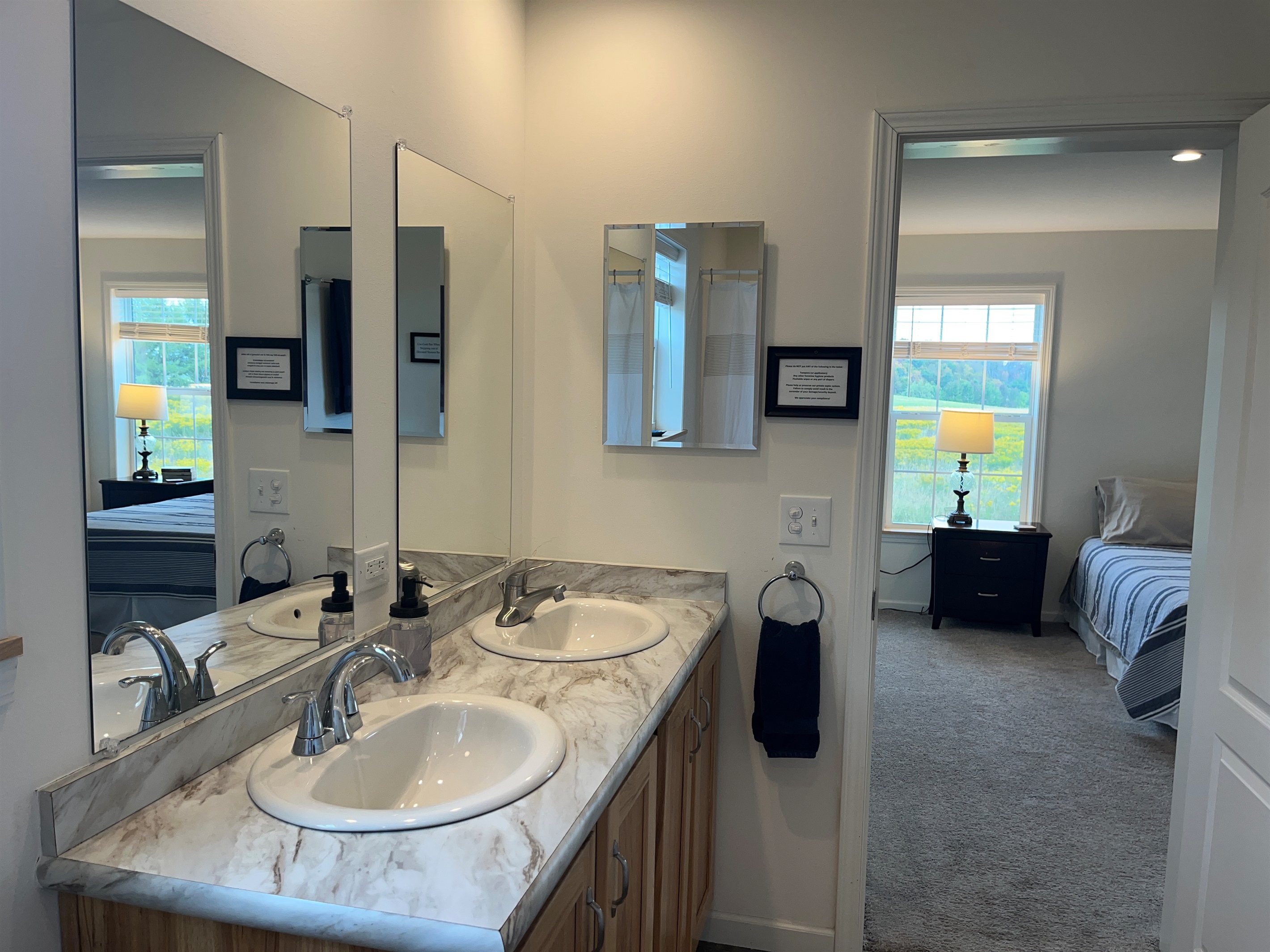 Main level primary bedroom ensuite bath