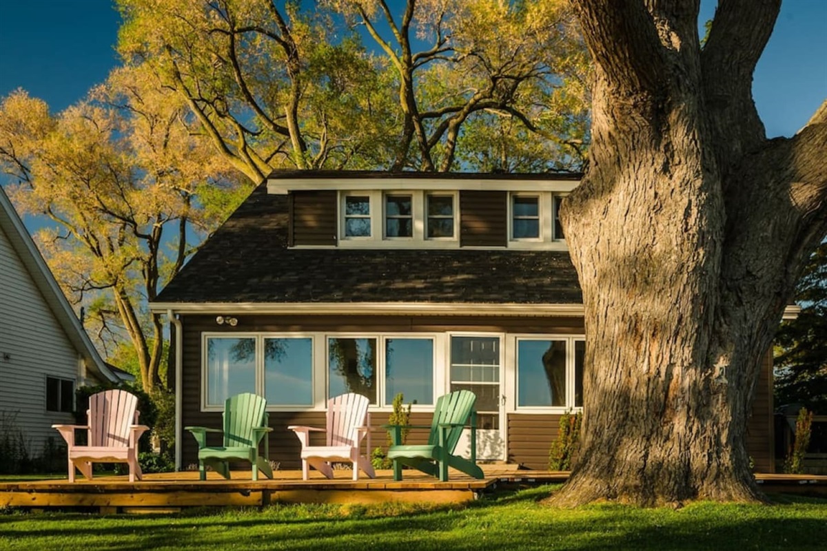 The house facing the water