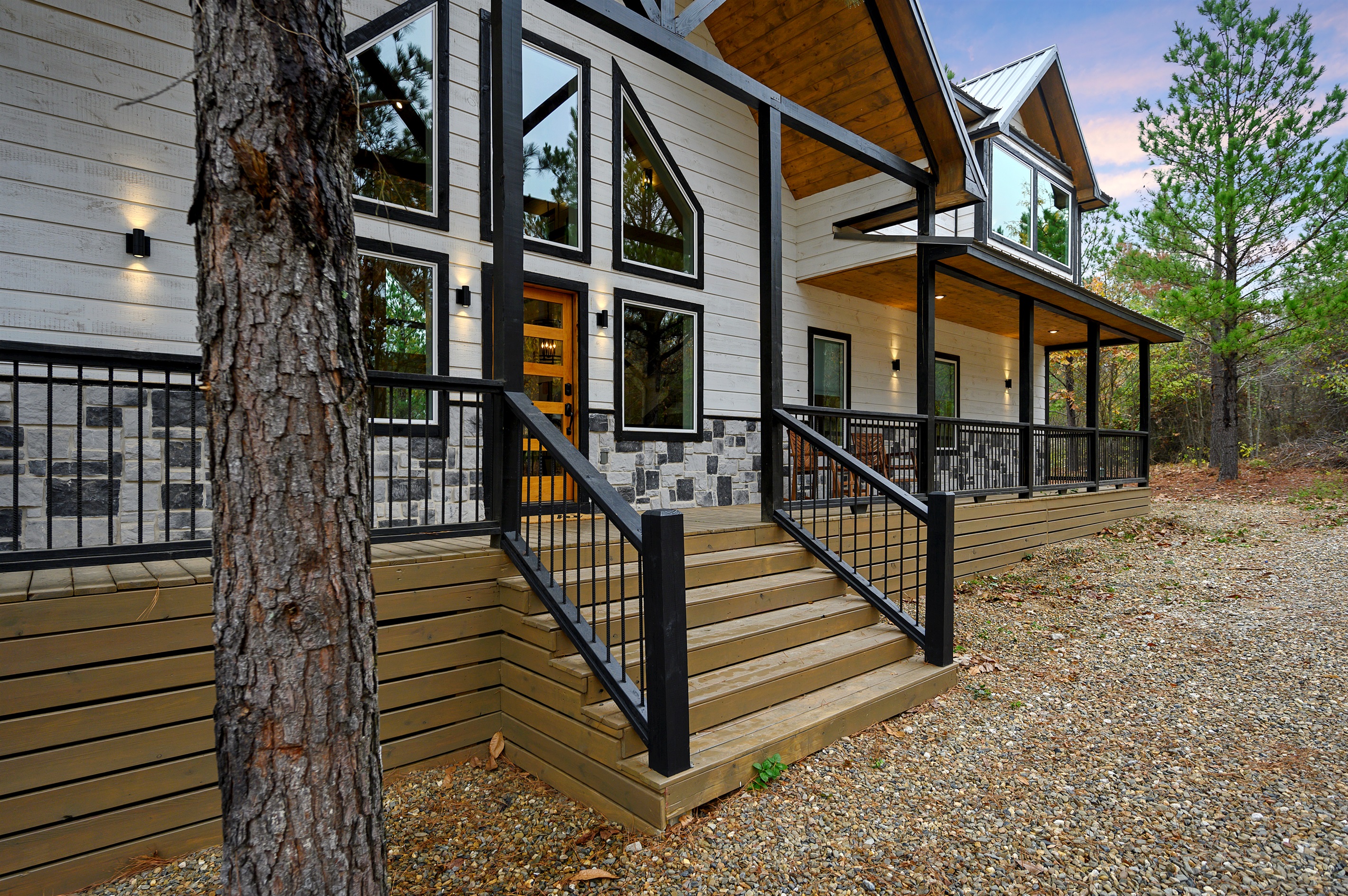 Hit Refresh begins the moment you pull into the driveway. 
Modern cabin warmth, covered decks, and a tucked away forest setting made for unplugging beautifully.
