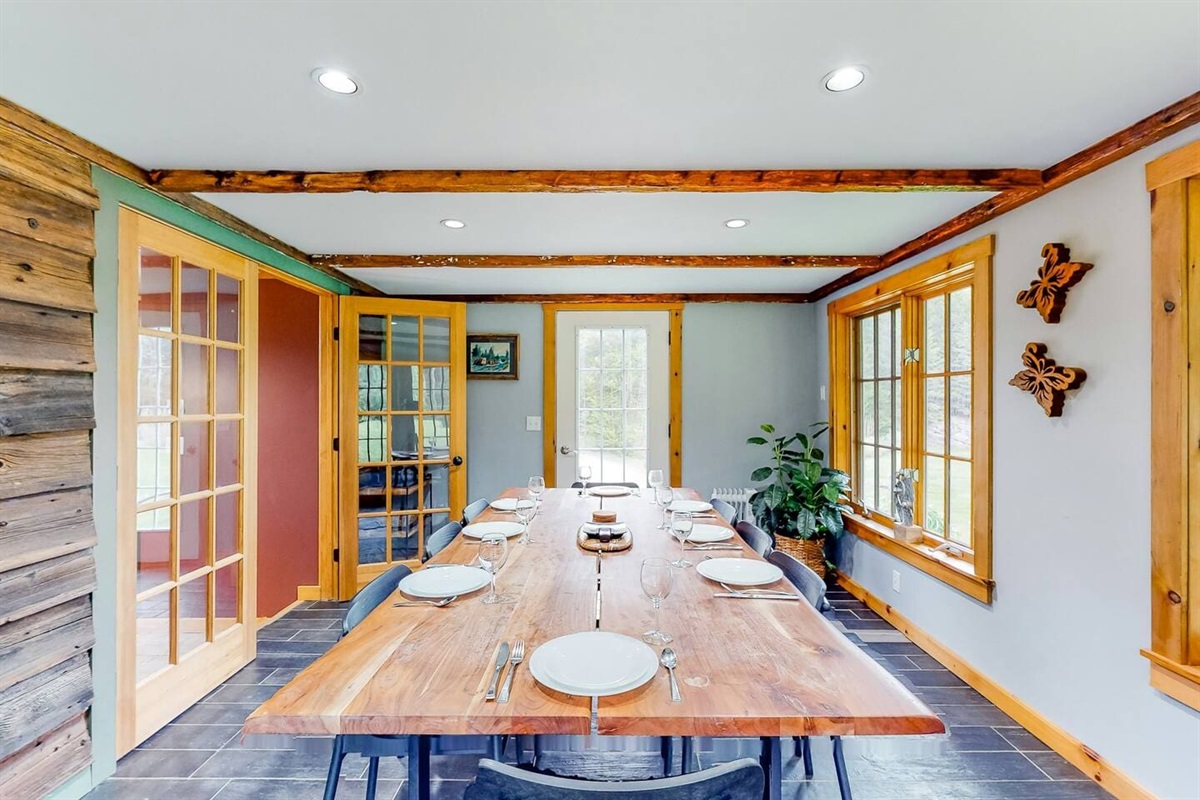 Sit the whole family at this huge wooden dining table to bust out a board games and have plenty of room for any activity! 