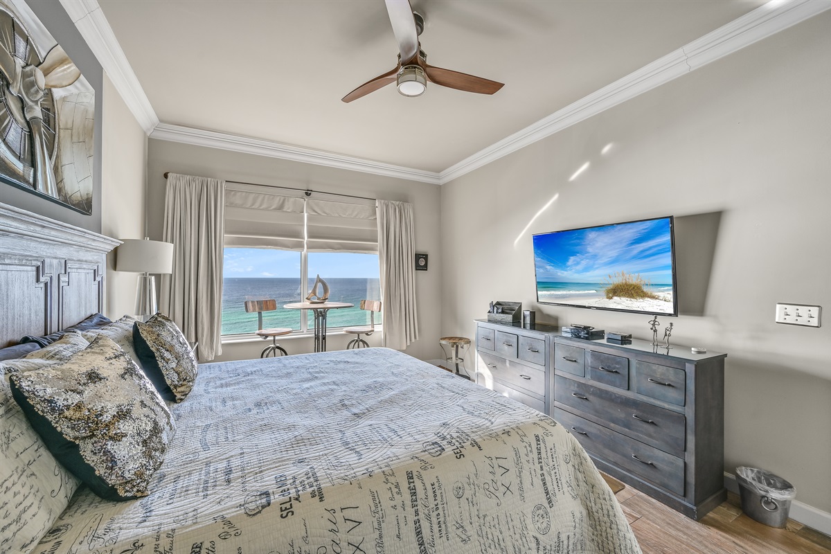 Master Bedroom with Gulf View and large LED TV...