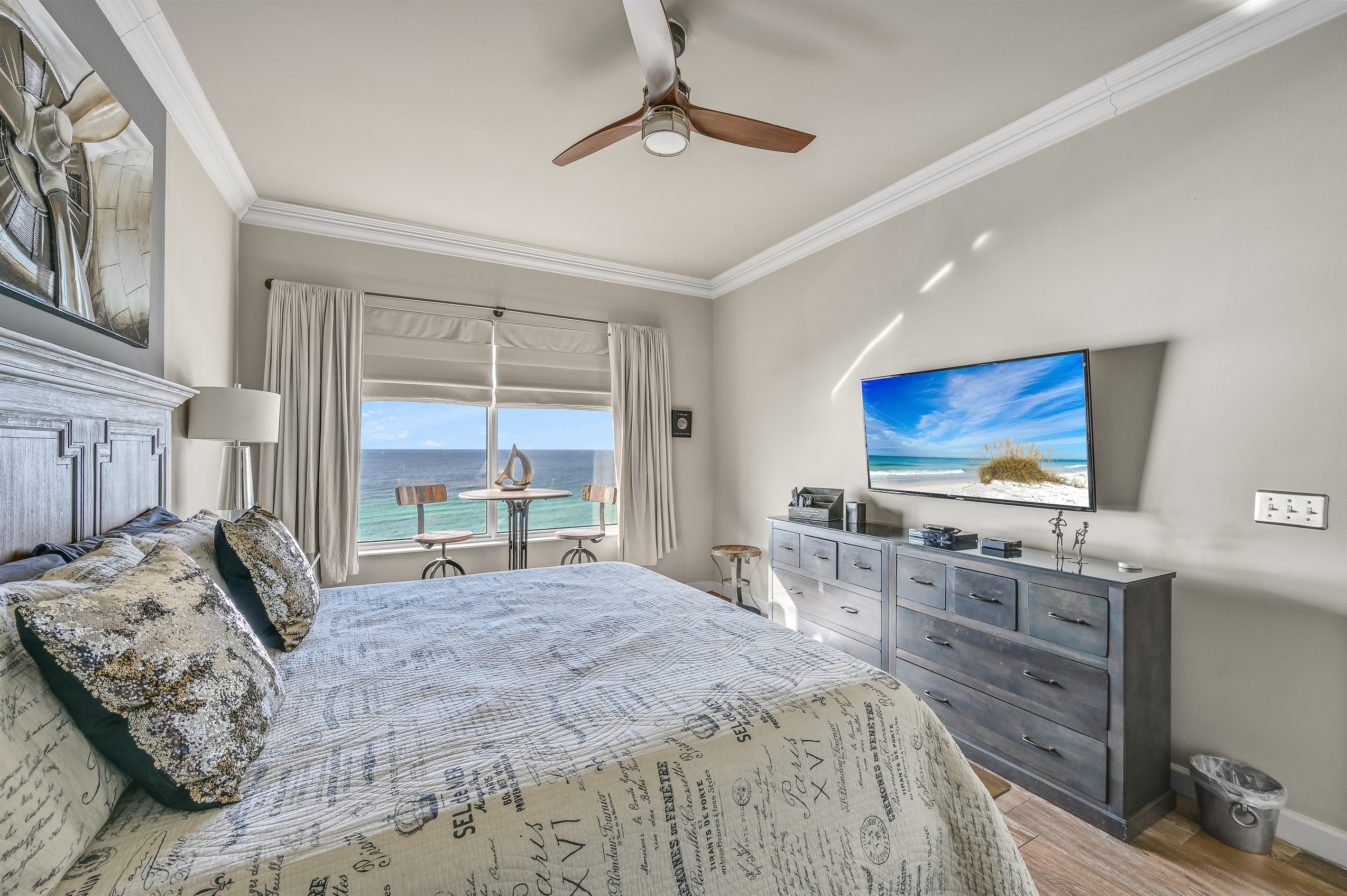 Master Bedroom with Gulf View and large LED TV...