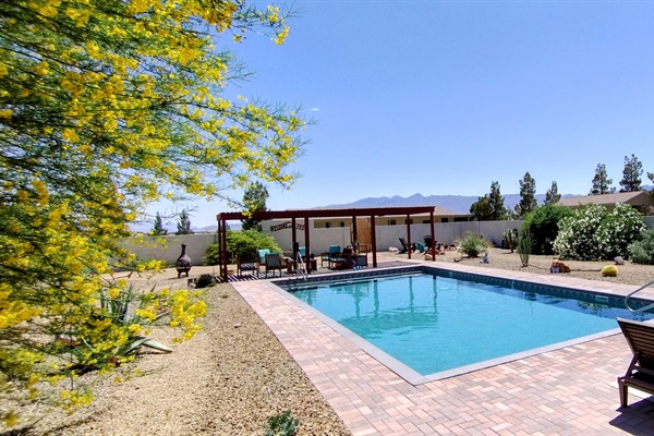 Private swim area with games and lots of seating area.