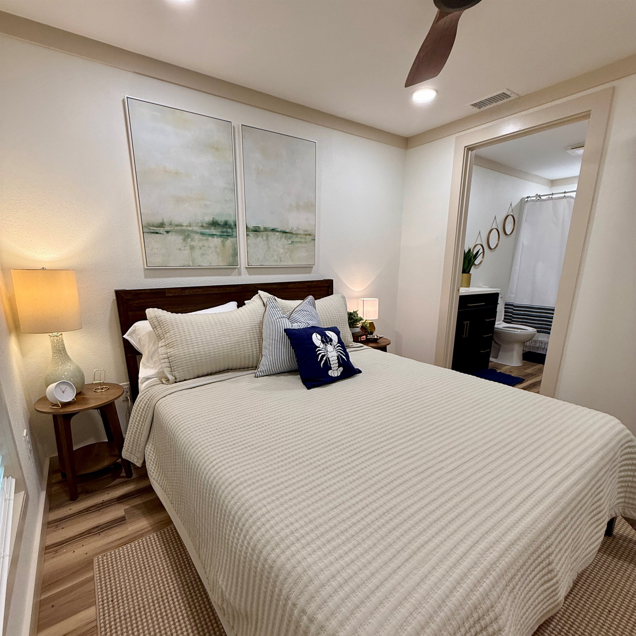 Queen Bedroom with ensuite full bath and lake views