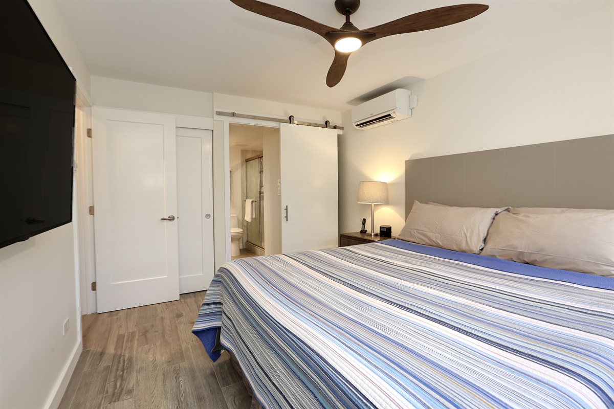 Another view of the bedroom with attached master bath