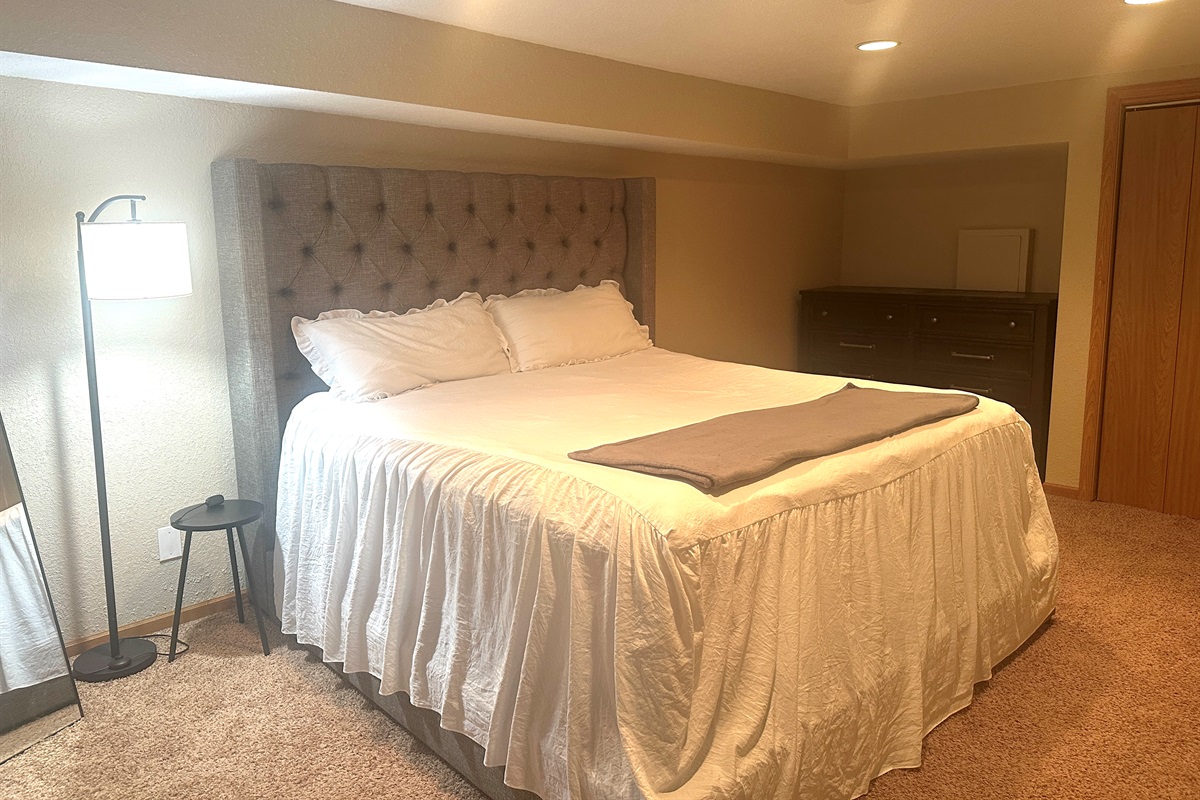 The king bedroom is large, spacious and offers a comfortable king bed. 