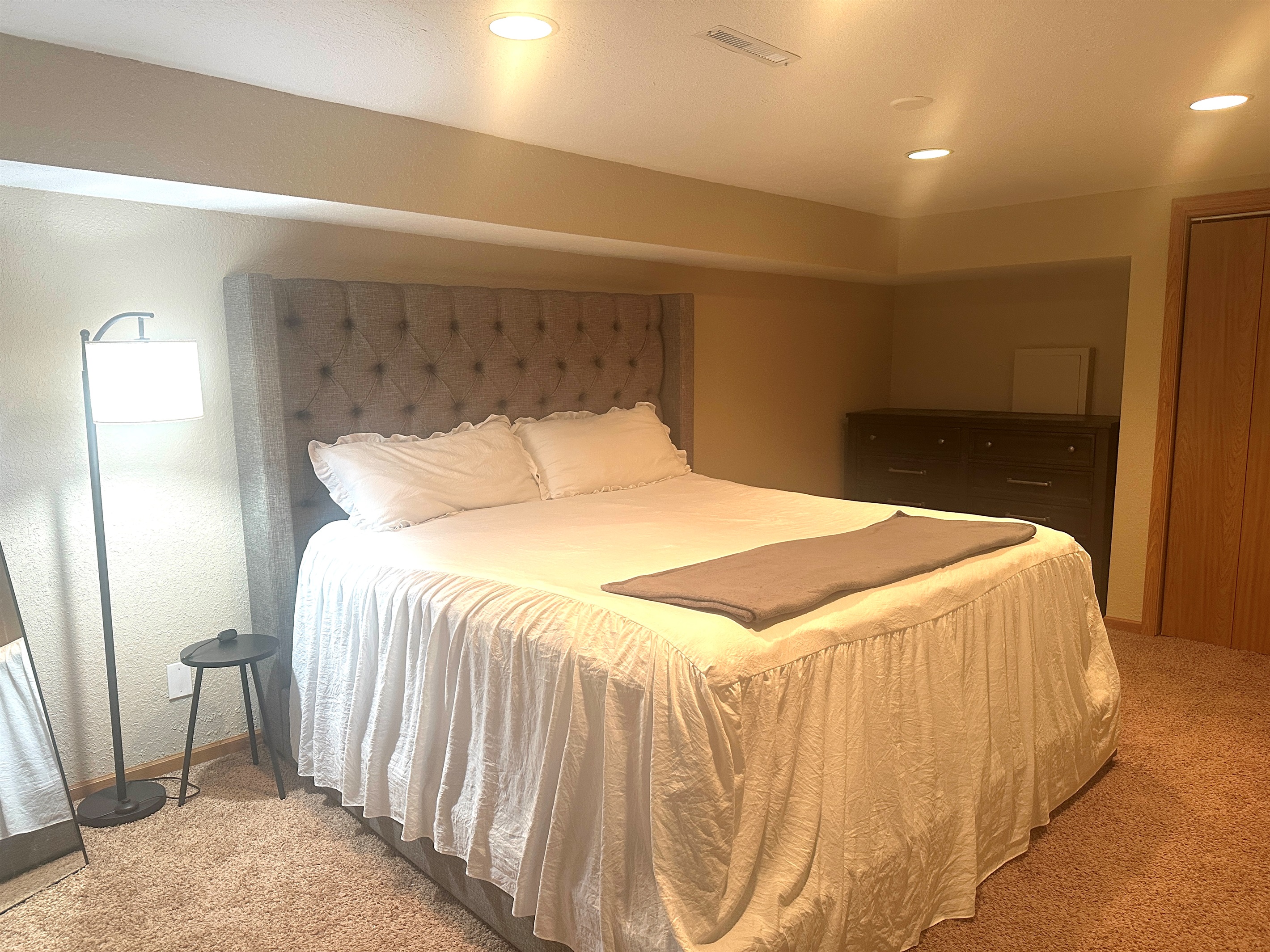 The king bedroom is large, spacious and offers a comfortable king bed. 
