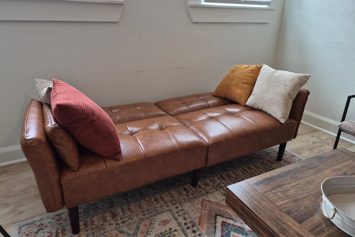Living room couch folds out to twin size