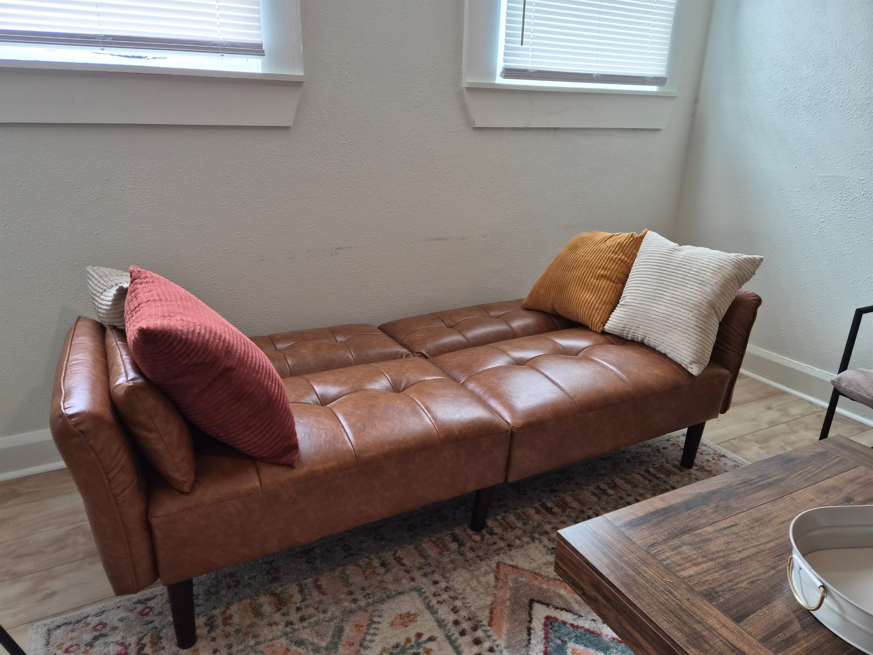 Living room couch folds out to twin size