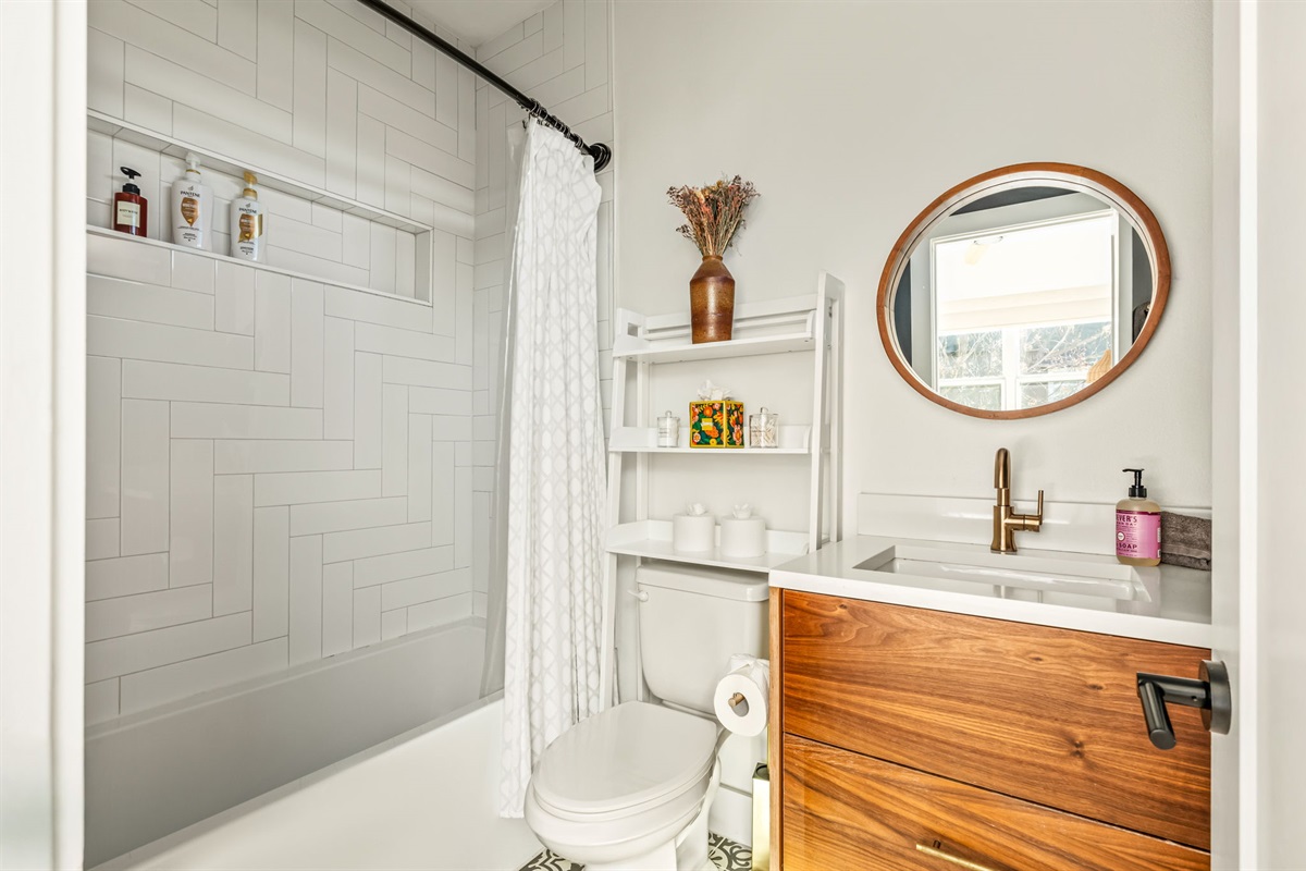 Clean and modern bathroom with a full shower