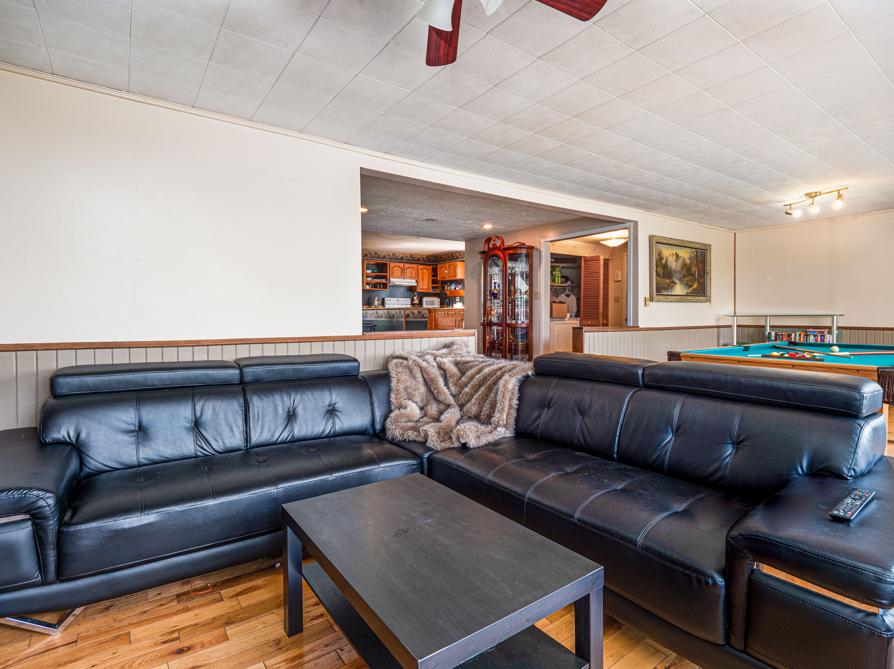 Spacious sectional sofa in the main living area