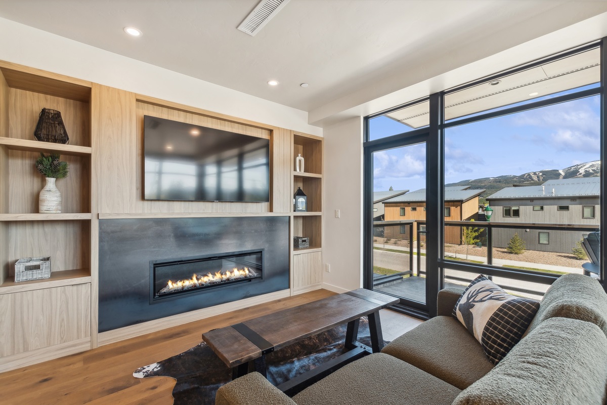 Settle in and enjoy the fireplace